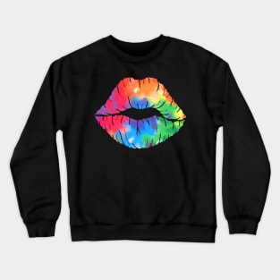 Tie Dye Rainbow Lips Crewneck Sweatshirt